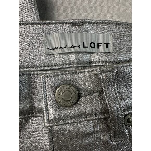 Rave High Rise Kick Crop Jeans in Silver Metallic Loft Size 2 XS Pants - Picture 5 of 5